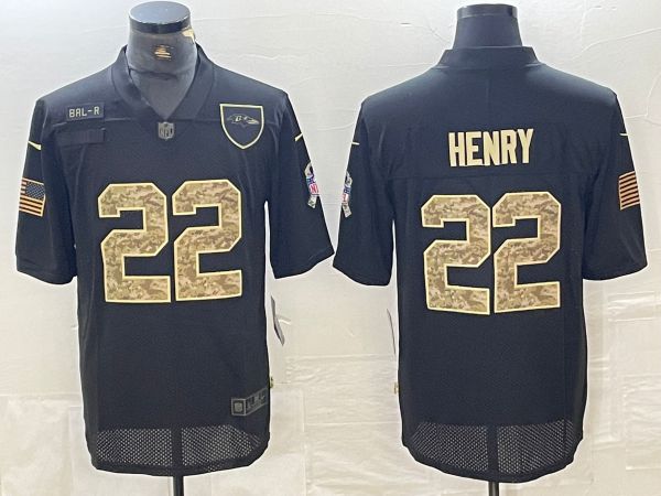 Men Baltimore Ravens #22 Henry Black Camo 2024 Nike Limited NFL Jersey